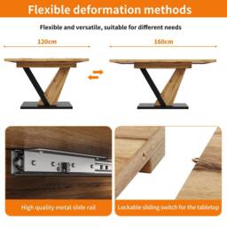 ModernLuxe Extendable dining table - natural in Light Oak - Size: 160 cm x 80 cm - thumbnail 6
