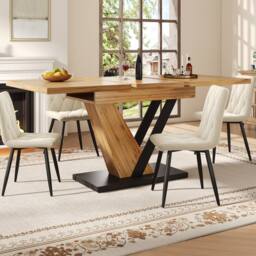 ModernLuxe Extendable dining table - natural in Light Oak - Size: 160 cm x 80 cm - thumbnail 3