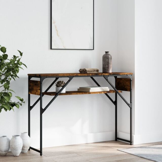 Berkfield Home Console Table with Shelf Smoked Oak 105x30x75cm Engineered Wood in Brown - Size: 105 x 30 x 75 cm - image 1