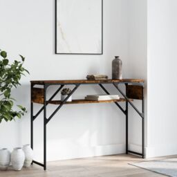 Berkfield Home Console Table with Shelf Smoked Oak 105x30x75cm Engineered Wood in Brown - Size: 105 x 30 x 75 cm - thumbnail 1