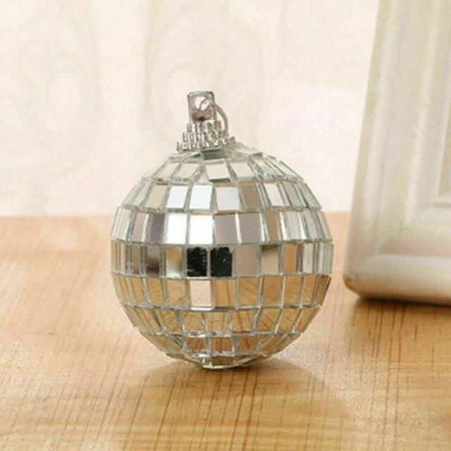 SPETLEK 5cm Mirror Disco Ball Silver Hanging Glitter Ball in Aubergine - Size: 0.6m2 - image 1