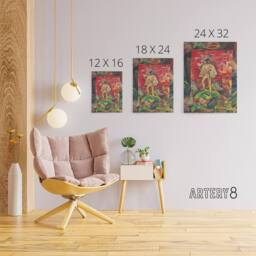 "Artery8 Man In Folk Costume Surreal Kubincan Canvas Wall Art Print - Size: W24"" x H32""" - thumbnail 4
