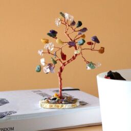 KDMD Gemstone Tree - Multi Stones on Natural Agate Base (35 stones)