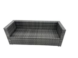 Fimous Rattan Dining Table Sofa Set with Side Table 3 Footstools Outdoor in Dark Grey - thumbnail 5