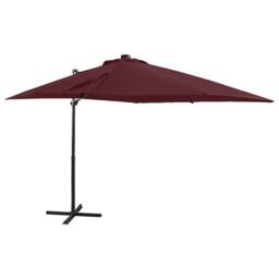 Berkfield Home Cantilever Umbrella with Pole & LED Lights Bordeaux Red 250 cm - thumbnail 2