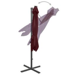 Berkfield Home Cantilever Umbrella with Pole & LED Lights Bordeaux Red 250 cm - thumbnail 7