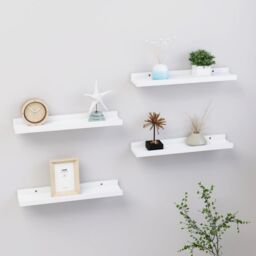 Berkfield Home Wall Shelves 4 pcs White 40x9x3 cm - Size: 40 x 9 x 3 cm - thumbnail 1