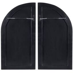 Wyld and Coco Window Shaped Wall Decor Dark Blue Lacquered Wood Carved Geometric - thumbnail 3