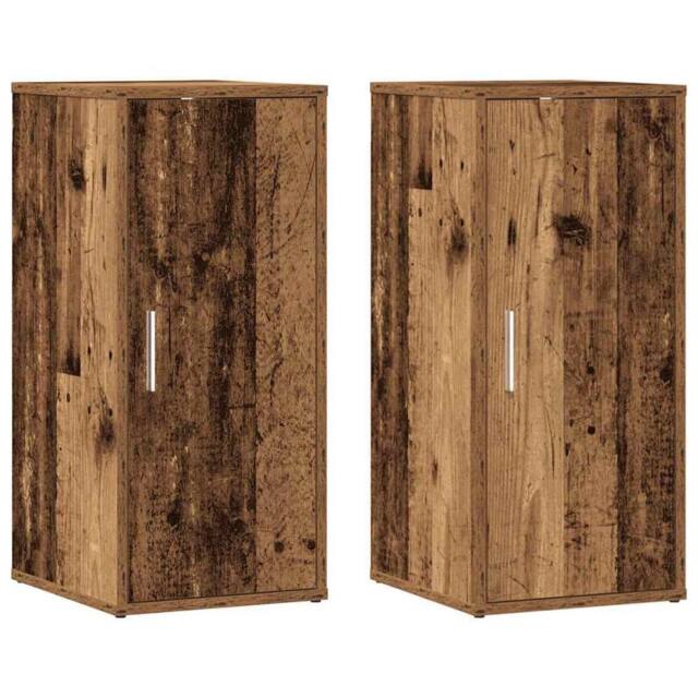 Berkfield Home Shoe Cabinets 2 pcs Old Wood 32x35x70 cm Engineered Wood in Brown - Size: 32 x 35 x 70 cm - image 1