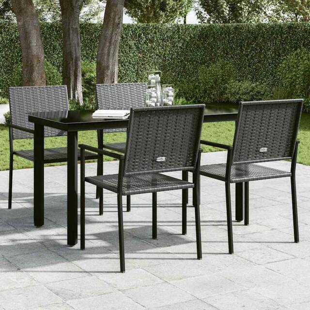 Berkfield Home Classic Garden Dining Table Black 140x70x74 cm Steel & Glass - Size: 140 x 70 x 74 cm - image 1