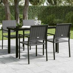 Berkfield Home Classic Garden Dining Table Black 140x70x74 cm Steel & Glass - Size: 140 x 70 x 74 cm - thumbnail 1