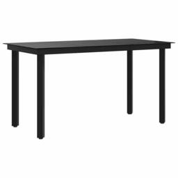Berkfield Home Classic Garden Dining Table Black 140x70x74 cm Steel & Glass - Size: 140 x 70 x 74 cm - thumbnail 7