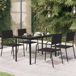 Berkfield Home Classic Garden Dining Table Black 140x70x74 cm Steel & Glass - Size: 140 x 70 x 74 cm - thumbnail 2