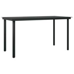 Berkfield Home Classic Garden Dining Table Black 140x70x74 cm Steel & Glass - Size: 140 x 70 x 74 cm - thumbnail 3