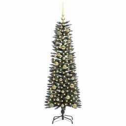 Berkfield Home Elegant Artificial Christmas Tree with 150 LEDs Green 43 x 43 x 150 cm - thumbnail 1