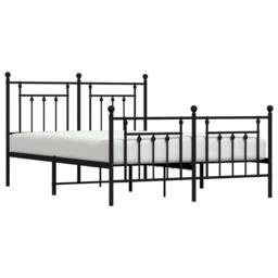 Berkfield Home Metal Bed Frame with Headboard & Footboard Black 140x190 cm - thumbnail 5