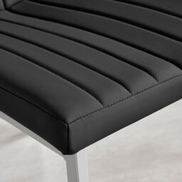 FurnitureboxUK Set of 2 Isco Deep Cushioned Soft Touch Faux Leather Dining Chairs With Silver Chrome Metal Legs in Black - thumbnail 6