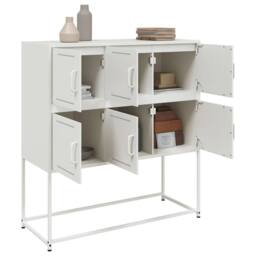 Berkfield Home Sideboard White 100.5x39x107 cm Steel - thumbnail 5