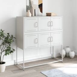 Berkfield Home Sideboard White 100.5x39x107 cm Steel - thumbnail 1