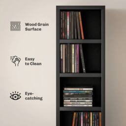 NESTLUNE 204 CD Storage Tower, Tall Storage Tower in Black - Size: 100 cm x 15 cm - thumbnail 6