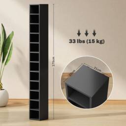 NESTLUNE 204 CD Storage Tower, Tall Storage Tower in Black - Size: 100 cm x 15 cm - thumbnail 2
