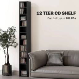 NESTLUNE 204 CD Storage Tower, Tall Storage Tower in Black - Size: 100 cm x 15 cm - thumbnail 5