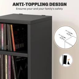 NESTLUNE 204 CD Storage Tower, Tall Storage Tower in Black - Size: 100 cm x 15 cm - thumbnail 3