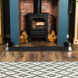 Kelvenix Fireplace Fire Fender Fireside, Steel Surround Adjustable Mantel in Black - thumbnail 3
