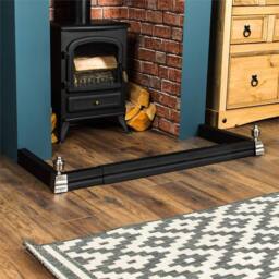 Kelvenix Fireplace Fire Fender Fireside, Steel Surround Adjustable Mantel in Black