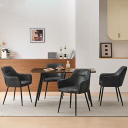 SONARA Set of 4 Modern Faux Suede Dining Chairs With Ergonomic Design in Black - thumbnail 5
