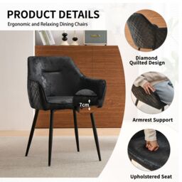 SONARA Set of 4 Modern Faux Suede Dining Chairs With Ergonomic Design in Black - thumbnail 4