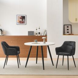 SONARA Set of 4 Modern Faux Suede Dining Chairs With Ergonomic Design in Black - thumbnail 7