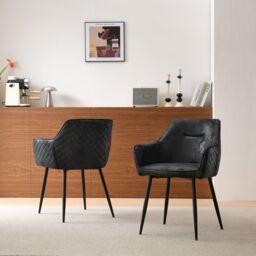 SONARA Set of 4 Modern Faux Suede Dining Chairs With Ergonomic Design in Black - thumbnail 9