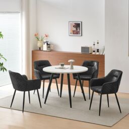 SONARA Set of 4 Modern Faux Suede Dining Chairs With Ergonomic Design in Black - thumbnail 3