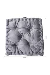 Living and Home Smoke Grey Italian Velvet Fabric Tufted Pleated Edge Sofa Throw Pillow - thumbnail 2