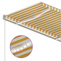 Berkfield Home Manual Retractable Awning with LED 300x250 cm Yellow & White - thumbnail 5
