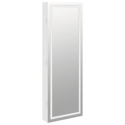 Berkfield Home Mirror Jewellery Cabinet with LED Lights Wall Mounted White - thumbnail 2