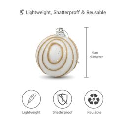 Shatchi 12Pcs Christmas 4cm Hanging White Baubles Soft Foam Glittered Shatterproof Pendant Ornaments Xmas Tree Decorations - thumbnail 2