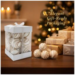 Shatchi 12Pcs Christmas 4cm Hanging White Baubles Soft Foam Glittered Shatterproof Pendant Ornaments Xmas Tree Decorations - thumbnail 4