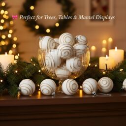 Shatchi 12Pcs Christmas 4cm Hanging White Baubles Soft Foam Glittered Shatterproof Pendant Ornaments Xmas Tree Decorations - thumbnail 6
