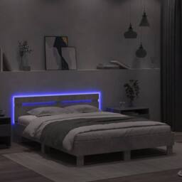Berkfield Home Bed Frame with LED without Mattress Concrete Grey 150x200 cm King Size - thumbnail 4