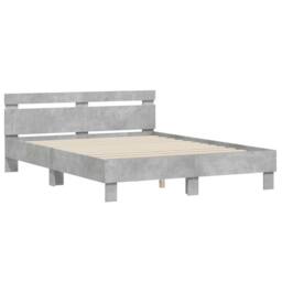 Berkfield Home Bed Frame with LED without Mattress Concrete Grey 150x200 cm King Size - thumbnail 6