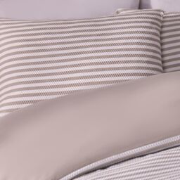 OHS Waffle Embossed Stripes Reversible Duvet Cover with Pillowcase in Natural - Size: Double - thumbnail 5