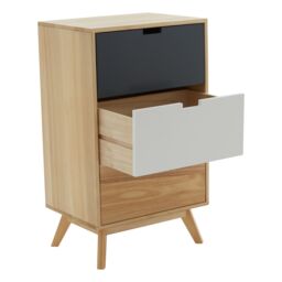 Orsina Versatile Design 3 Drawer Bedside Table, Industrial Design Table For Bedroom, Everyday Use Lounge Table in Grey - thumbnail 4