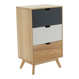Orsina Versatile Design 3 Drawer Bedside Table, Industrial Design Table For Bedroom, Everyday Use Lounge Table in Grey - thumbnail 5