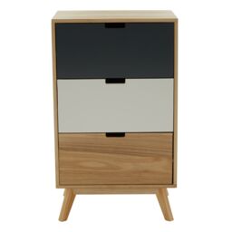 Orsina Versatile Design 3 Drawer Bedside Table, Industrial Design Table For Bedroom, Everyday Use Lounge Table in Grey - thumbnail 1