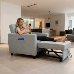 Alivio 3-in-1 Convertible Sofa Bed with Adjustable Backrest Pull-Out Sleeper in Light Grey - thumbnail 7