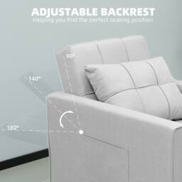 Alivio 3-in-1 Convertible Sofa Bed with Adjustable Backrest Pull-Out Sleeper in Light Grey - thumbnail 4