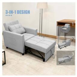 Alivio 3-in-1 Convertible Sofa Bed with Adjustable Backrest Pull-Out Sleeper in Light Grey - thumbnail 1