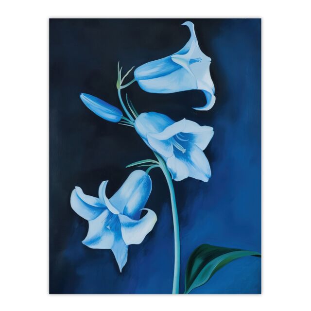 "Artery8 Bluebell Flowers Wildflower Blue Floral Painting Wall Art Print - Size: W24"" x H32""" - image 1